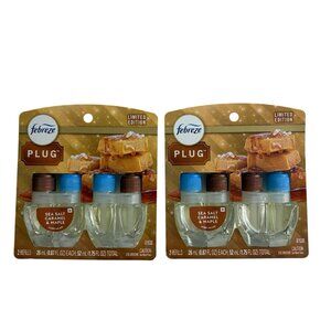 Febreze Plug Limited Edition SEA SALT CARAMEL & MAPLE Scented Oil 4 Refills NEW